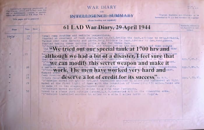 61 LAD War Diary, 29 April 1944