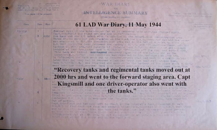 61 LAD War Diary, 11 May 1944