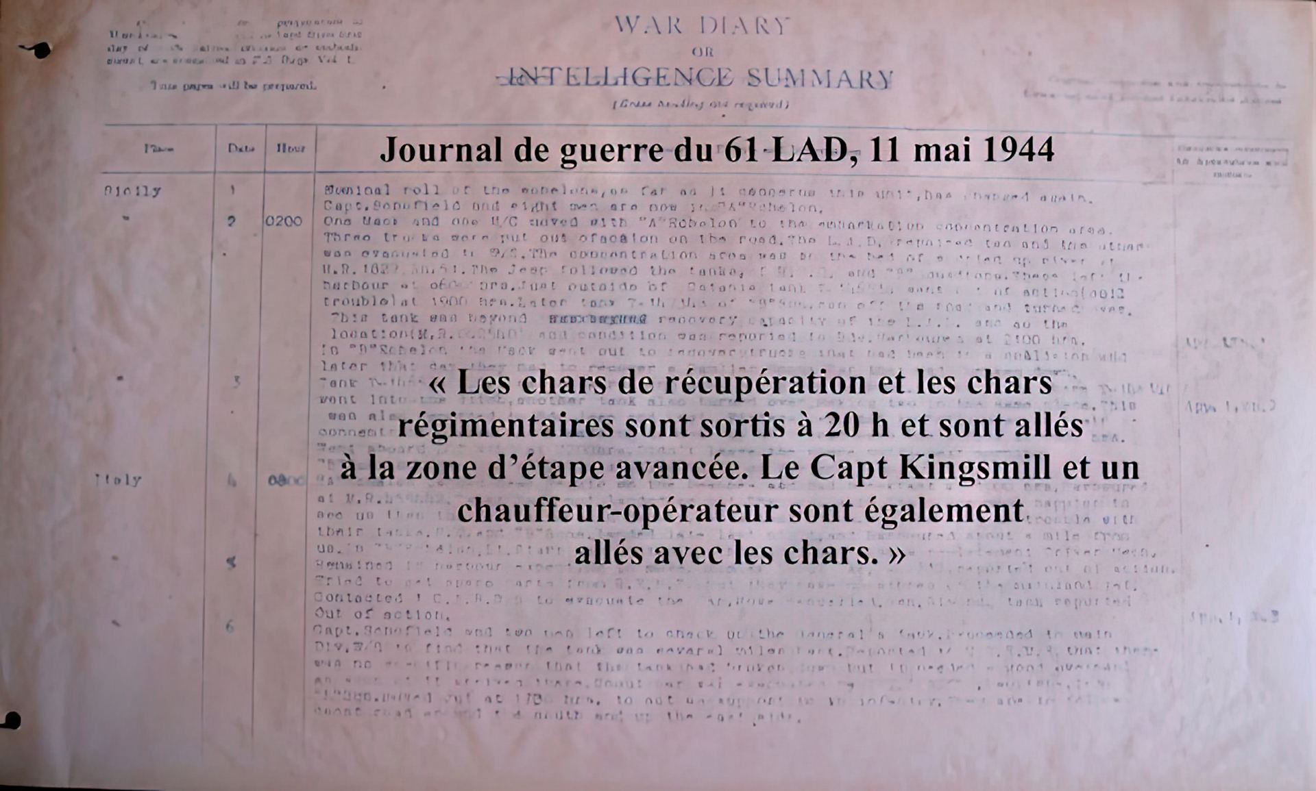 Journal de guerre du 61 LAD, 11 mai 1944